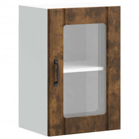 Kitchen Wall Cabinet Smoked oak Engineered wood and gla...
