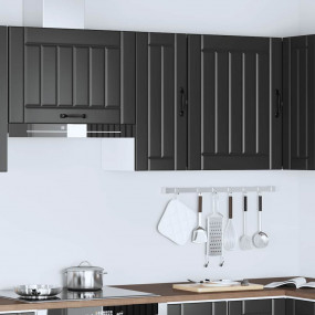 Kitchen Wall Cabinet Black Engineered Wood Doors