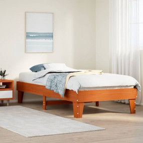 Bed Frame Wax Brown Solid Pine Wood Small Single Bed Fr...