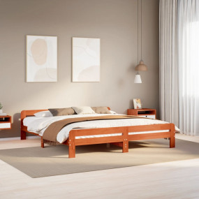 Bed Frame Wax Brown Solid pinewood, plywood 78.7 x 78.7...