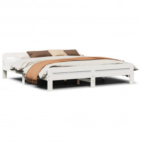 Bed Frame White Solid Pine Wood, Plywood Super King Siz...