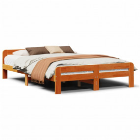 Bed Frame Wax brown Solid pinewood, plywood Full Bed Fr...