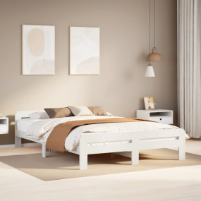 Bed Frame White Solid pine wood, plywood Double Bed Fra...