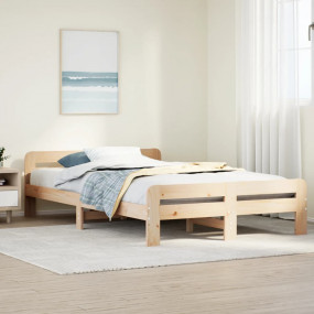 Bed Frame Durable Solid Pine Bed Frame Rectangular Mode...