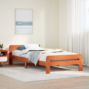 Bed Frame Wax Brown Solid pinewood, plywood Small Singl...