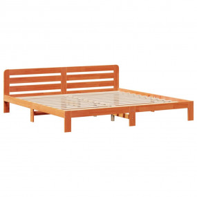 Bed Frame Wax Brown Solid Pine Wood Super King Bed Fram...
