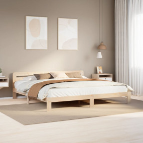 Bed Frame Natural wood Solid pine wood, Plywood Full Be...