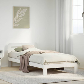 Bed Frame White Solid Pine Wood Single Bed Frame Rectan...