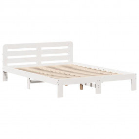 Bed Frame White Solid pine wood and plywood Small Doubl...