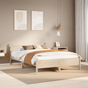 Bed Frame Natural Wood Solid Pine Wood Double Bed Frame