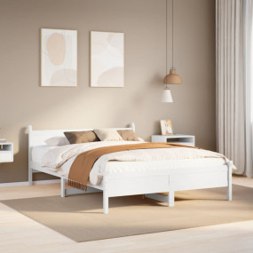 Bed Frame White Solid pine wood, Plywood Full Bed Frame