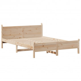 Bed Frame Wood brown Solid pine wood Full Rectangular M...