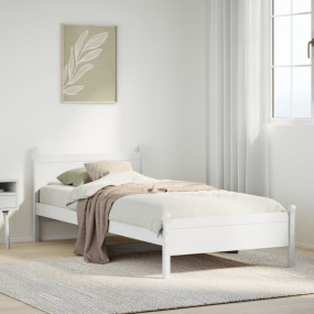 Bed Frame White Solid pine wood Twin Bed Frame Rectangu...