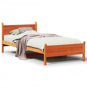 Bed Frame Wax Brown Solid Pine Wood Single Bed Frame