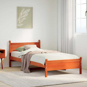 Bed Frame Wax brown Solid pine wood Small Single Bed Fr...