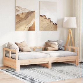 Daybed With Trundle Natural wood Solid pine wood Twin/F...