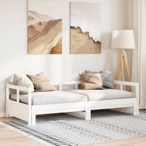 Daybed With Trundle White Solid pine wood Large
