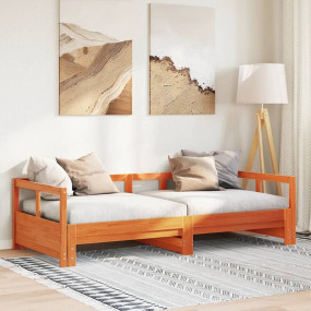 Daybed With Trundle Wax Brown Solid pine wood Double