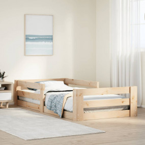Bed Frame Natural Wood Solid Pine, Plywood Twin Bed Fra...