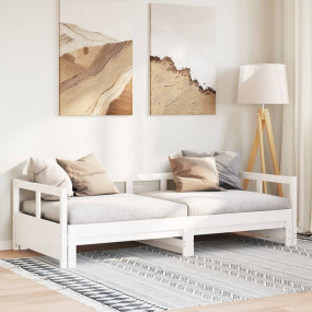 Daybed With Trundle White Solid Pine Wood Large