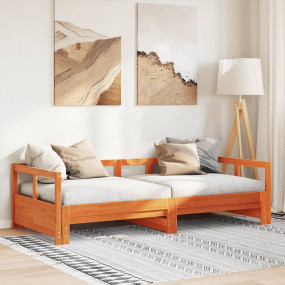 Daybed With Trundle Wax brown Solid pine wood