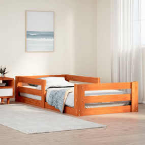 Bed Frame Wax brown Solid pine wood, Plywood Twin Bed F...