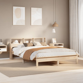 Bookcase Bed Natural Pine Solid Pine Wood Full Bookcase...