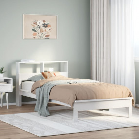 Bookcase Bed White Solid pine wood, Plywood Twin Bed