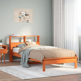 Bookcase Bed Wax brown Solid pine wood, plywood Single