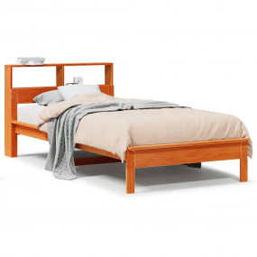 Bookcase Bed Wax Brown Solid pine wood, Plywood slats S...