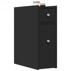 Narrow Bathroom Cupboard Black Engineered wood Slim Whe...