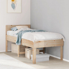 Bed Frame Natural pine Solid pine wood, Plywood Twin Be...