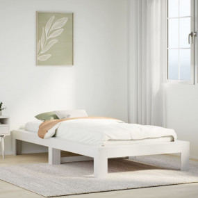 Bed Frame White Solid pine wood Small Single Bed Frame