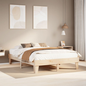 Bed Frame Natural pine wood Solid pine wood King Bed Fr...