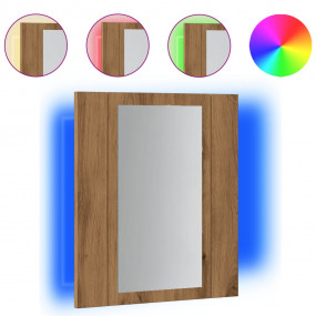 LED Mirror Cabinet Artisan Oak Engineered Wood, Acrylic