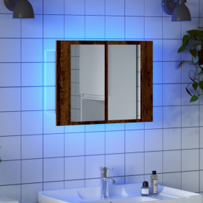 LED Mirror Cabinet Old wood Engineered wood, Safety gla...