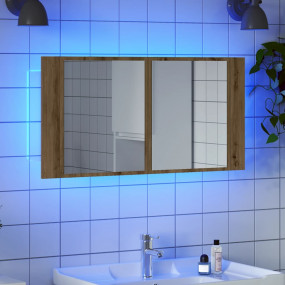 LED Mirror Cabinet Artisan Oak Engineered Wood