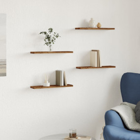 Wall Shelf Set of 4 Old wood Engineered wood 15.7 x 4.0...