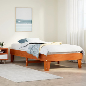 Bed Frame Wax brown Solid pine wood Twin bed size Bed F...