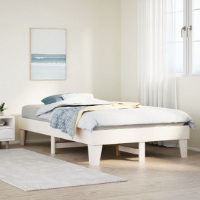 Bed Frame White Solid pine wood Small Double Bed Frame