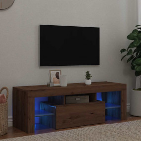 TV Cabinet Artisan Oak Engineered Wood, Glass Medium TV...