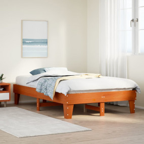 Bed Frame Wax Brown Solid pine wood Small Double Bed Fr...