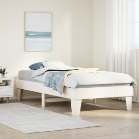 Bed Frame White Solid Pine Wood Twin Rectangular Modern...