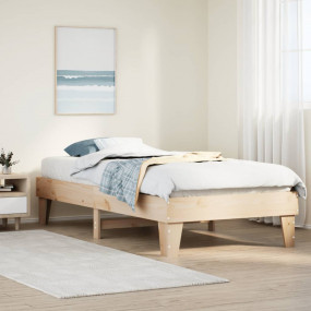 Bed Frame Natural Wood Solid Pine Wood, Plywood Small S...