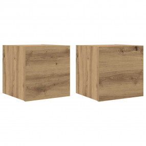 Wall Mounted TV Cabinet Set of 2 Artisan Oak Engineered...