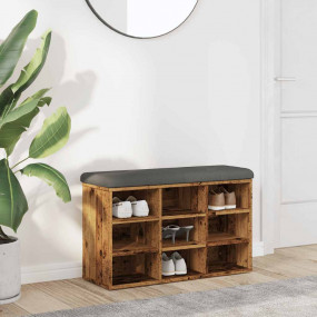 Shoe Bench Old wood, Dark grey