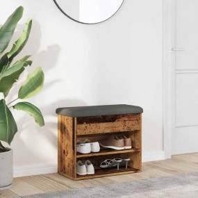 Shoe Bench Old Wood Engineered Wood, Foam, Polyester Sm...