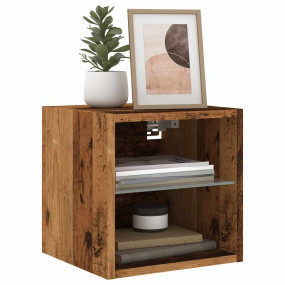 TV Wall Cabinet Set of 2 Old wood Engineered wood, Glas...