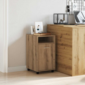 Cabinet Artisan Oak Engineered Wood Small Lockable Whee...