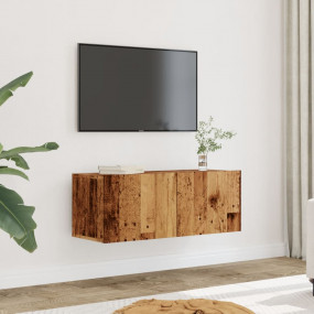 TV Cabinet Set of 2 Old Wood Engineered Wood Medium TV ...